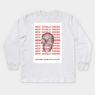 New world order skull typography Kids Long Sleeve T-Shirt